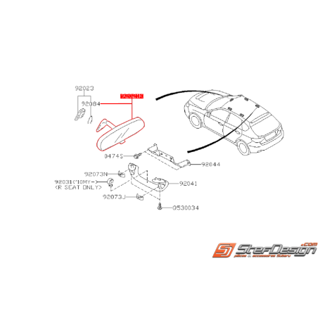 Rétroviseur intérieur origine SUBARU WRX/STI 08-14