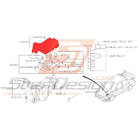 Couvercle supérieure de boite à fusible pour impreza STI 2006-2007