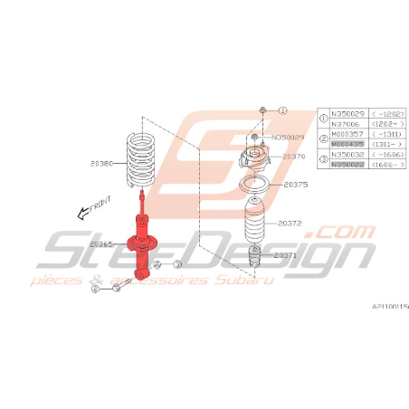 Amortisseur arrière subaru XV 2012