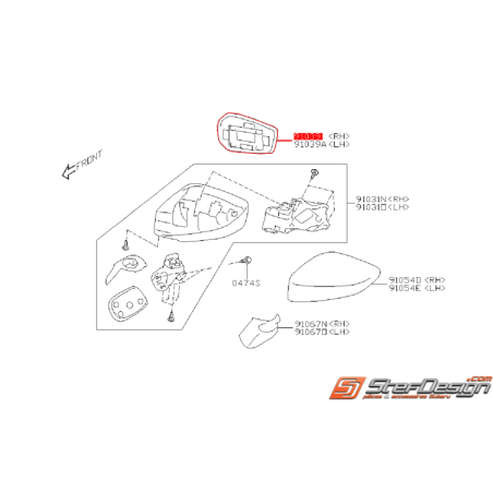 Glace de rétroviseur SUBARU BRZ TOYOTA GT 86 13-16