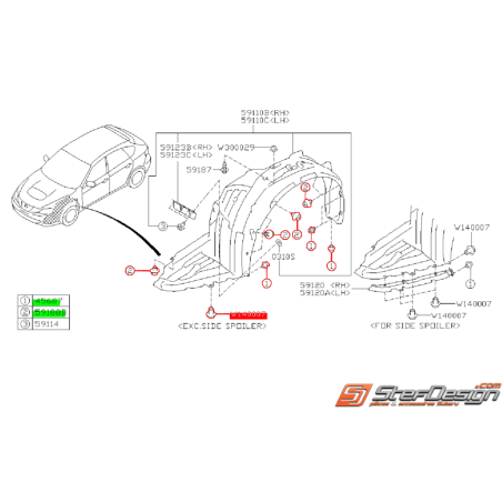 Kit de montage de pare boue avant SUBARU IMPREZA WRX 08-10