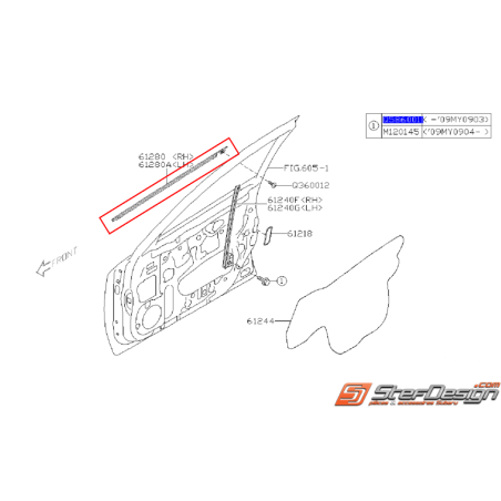 Lèche vitre de porte avant  (avec insert chrome) STI 10-14 