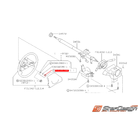 Écrou de volant SUBARU Impreza GT 1993 au 12/1997