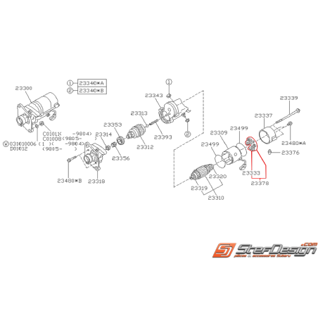 Porte-balais de démarreur origine SUBARU P1, Type R, RA