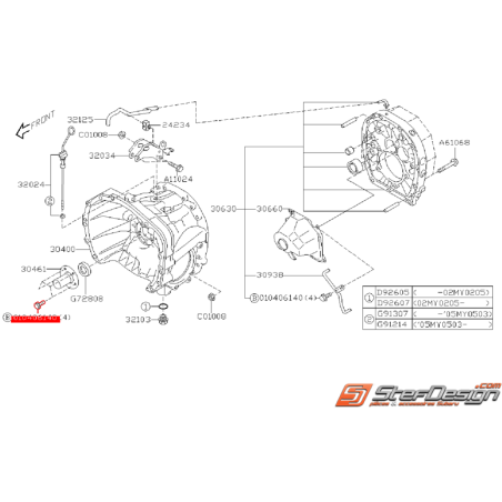 Vis de fixation de guide de butée d’embrayage SUBARU STI 01-16