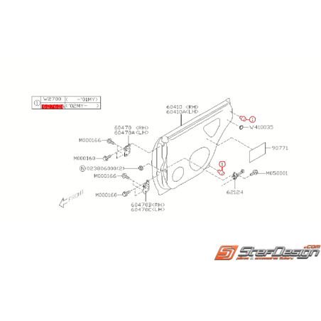 Butée de porte avant et arrière SUBARU WRX/STI 2003-2007