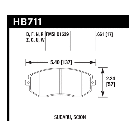 Kit plaquettes avant HAWK HP+ SUBARU WRX 08-10 BRZ TOYOTA GT86