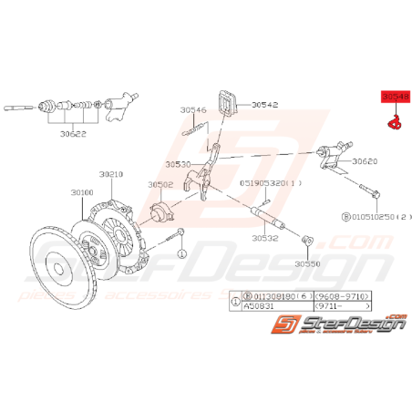 Support de Ressort Fourchette d'embrayage Origine Subaru GT 1997 - 2000