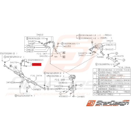 Boulon Système de Direction Assistée Origine Subaru GT 1993 - 2000