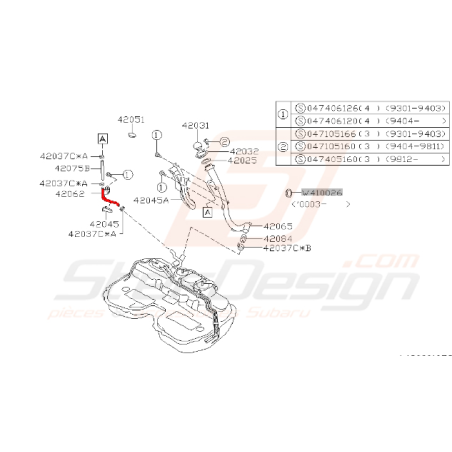 Tuyau de réservoir essence subaru impreza GT 1999-2000