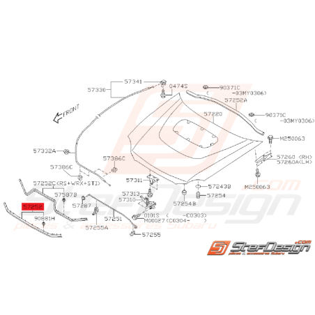 Joint Capot Origine Subaru WRX / STI 2003 - 2005