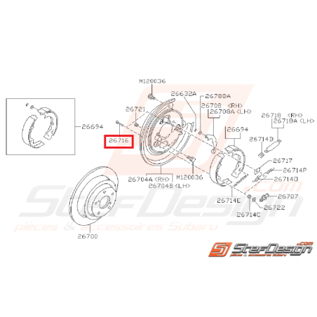 Broche maintient mâchoire frein a main GT 93-00 STI/WRX 01-05