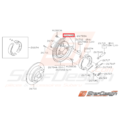 Retenue frein arrière SUBARU GT 97-00 WRX/STI 01-14