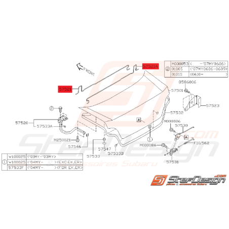 Barre de Torsion de Coffre Subaru STI 2003 - 2007