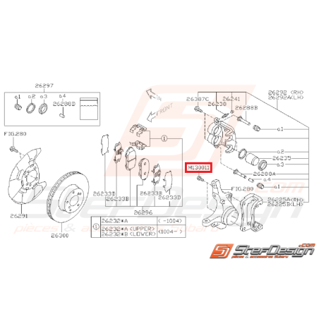 Vis d'étrier avant subaru impreza GT 97-00 et WRX 01-07