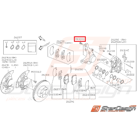 Vis d'étrier avant subaru impreza GT 97-00 et WRX 01-07