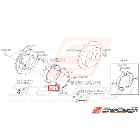 Ressort réglage des mâchoires frein a main GT 97-00 STI/WRX 01-14