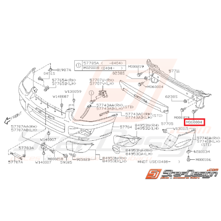 Vis traverse renforcement pare-choc avant WRX 08-14