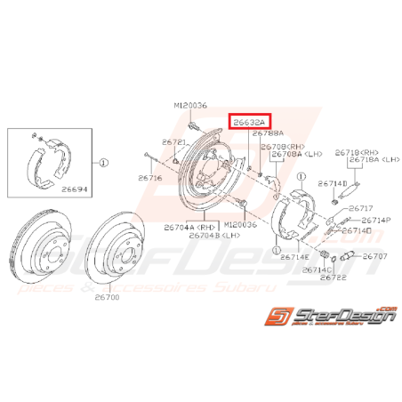 Retenue frein arrière SUBARU GT 97-00 WRX/STI 01-14