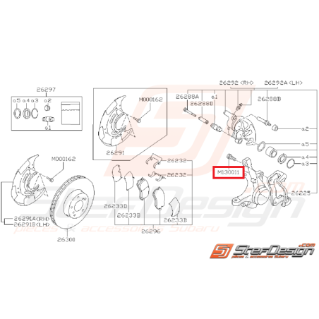 Vis d'étrier avant subaru impreza GT 97-00 et WRX 01-07