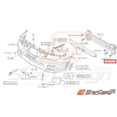 Vis traverse renforcement pare-choc avant WRX 08-14