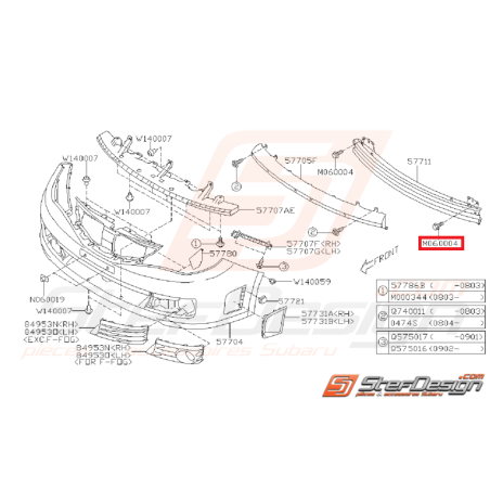 Vis traverse renforcement pare-choc avant WRX 08-14