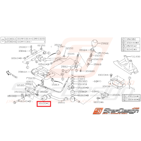 Silent bloc support de levier de vitesse STI 01-14