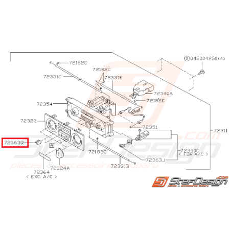 Bouton circulation d'air IMPREZA GT 97-00