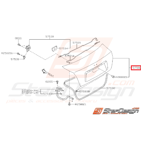 Malle arrière origine sans perçage SUBARU STI 11-14