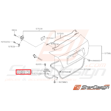 Charnière coffre origine SUBARU STI 10-14