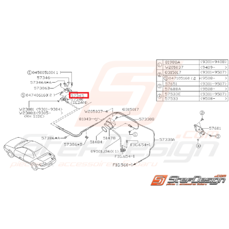 Couvercle poignée trappe essence GT 93-00 WRX/STI 01-07