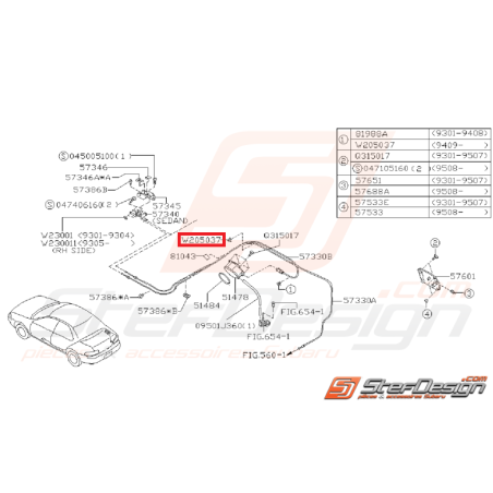 Agrafe trappe a essence SUBARU IMPREZA GT 94-00