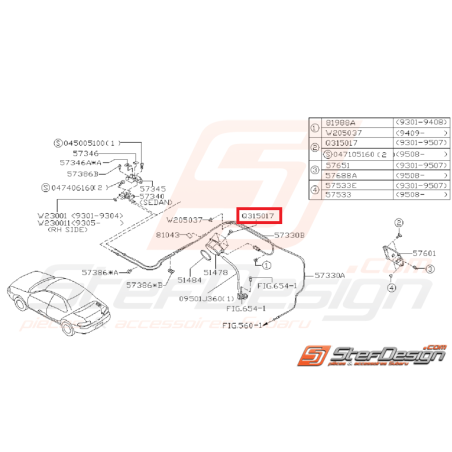 Vis trappe a essence IMPREZA GT 93-00