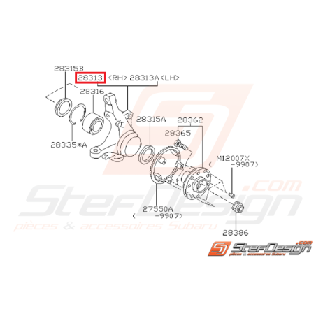 Porte moyeux avant SUBARU WRX 01-07 /STI 01-04 GT du 31/04/1999 au 01/30/2001