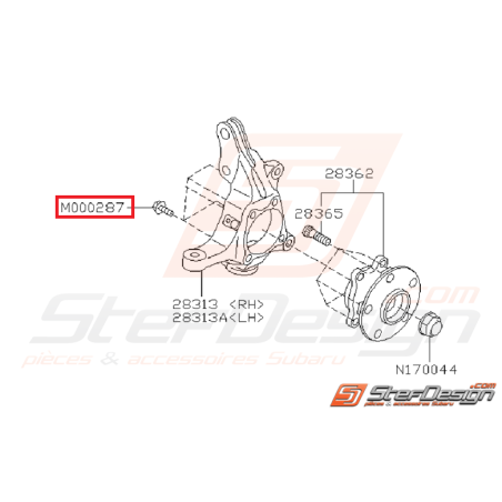 Vis de fixation de moyeu avant subaru STI 05-15