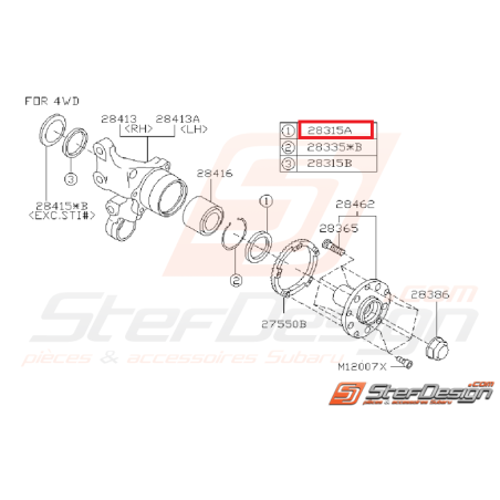 Joint étanchéité moyeu av/ar subaru WRX 01-07 / STI 01-04 GT 93-00