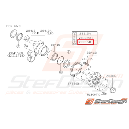 Joint spy de roulement avant intérieur GT 93-00 WRX/STI 01-07