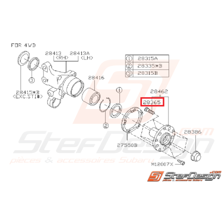 Goujon de roue origine Subaru GT 93-00 WRX 01-07 STI 01-04