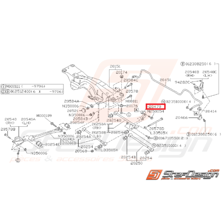 Links arrière origine SUBARU GT 93-00 WRX 01-07 STI 01-03