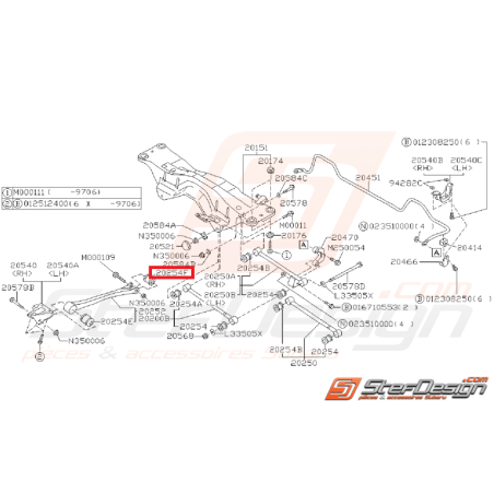 Silent bloc origine de tirant arrière GT 96-00 WRX/STI 01-07