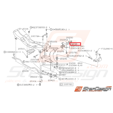 Écrou de fixation silent bloc triangle avant GT 93-00 WRX/STI 01-07