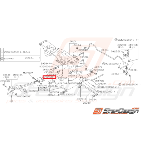 Silent bloc origine de tirant arrière GT 96-00 WRX/STI 01-07