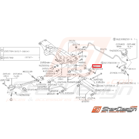 Links arrière origine SUBARU GT 93-00 WRX 01-07 STI 01-03