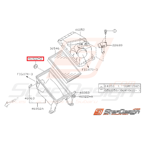 Silent bloc boite a air subaru GT 93-96 WRX/STI 01-07