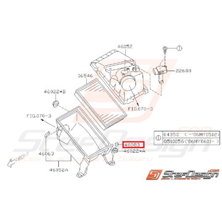 Entretoise boite à air GT 97-00 / STI/WRX 01-07