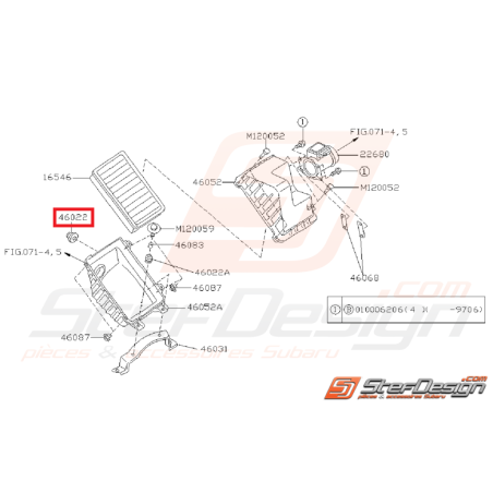 Silent bloc boite a air subaru GT 93-96 WRX/STI 01-07