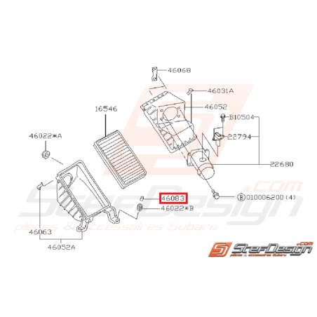 Entretoise boite à air GT 97-00 / STI/WRX 01-07