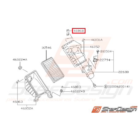 Guide Boite a Air Subaru Impreza GT 1999- 2000