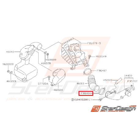 Collier fixation conduit boite a air subaru WRX/STI 01-14