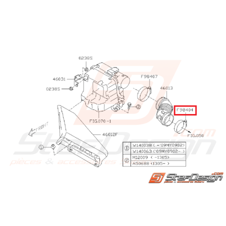 Collier fixation conduit boite a air subaru WRX/STI 01-14